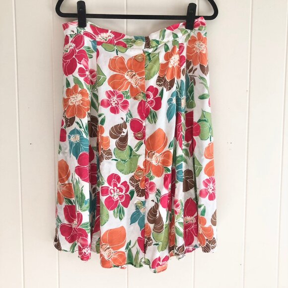 Vintage Floral Button Front Skirt Cottagecore - Picture 2 of 12